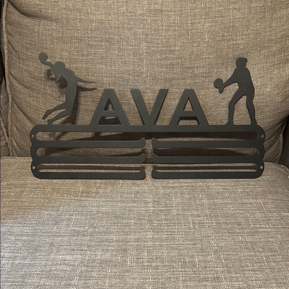 Black Metal Personalized Volleyball Medal Holder